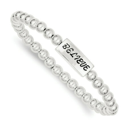 Sterling Silver Enameled BELIEVE Stretch Bracelet Sterling Silver Enameled BELIEVE Stretch Bracelet